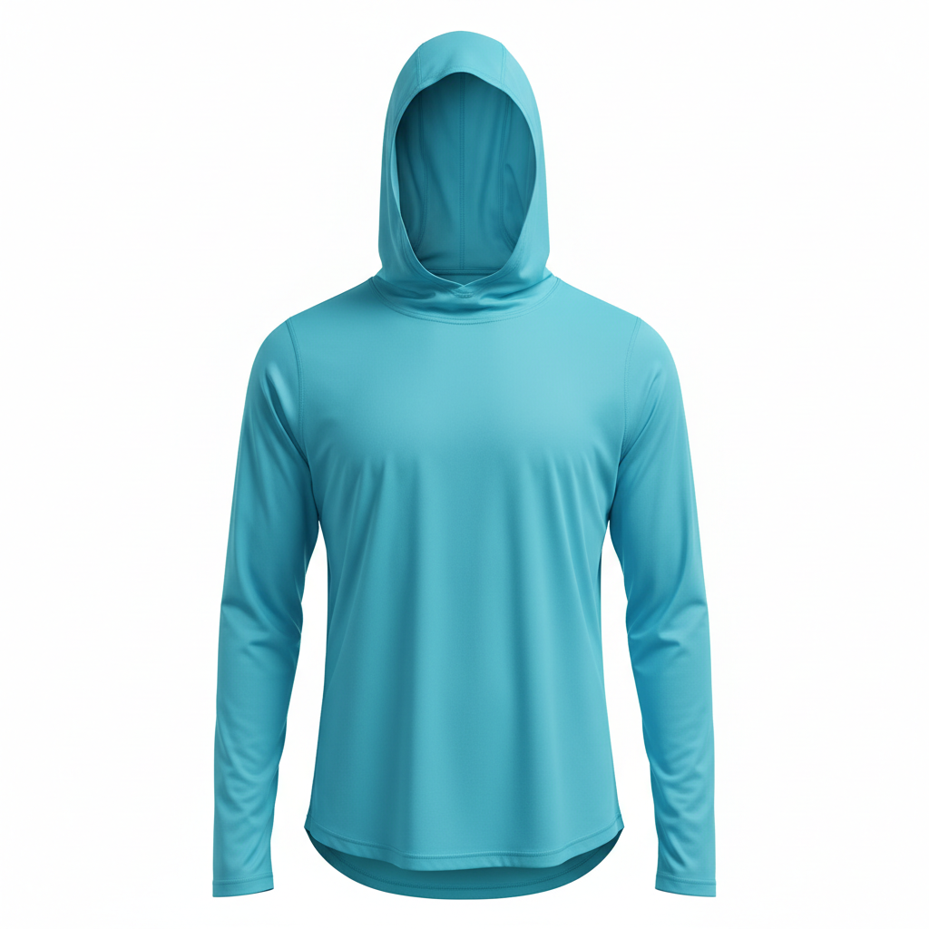 Aqua Blue Hooded Performance Shirt